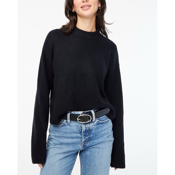 J. Crew Factory Sweater Girlfriend Crewneck In Extra-Soft Yarn Black XL NWT New - Picture 1 of 11
